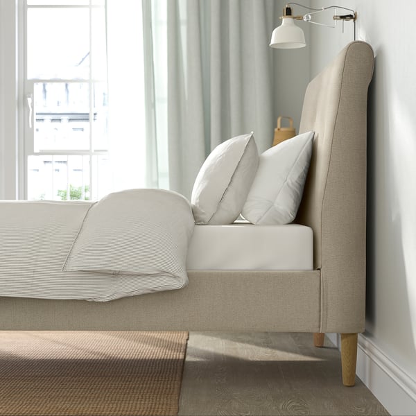 IKEA IDANÄS Upholstered Bed Frame Naggen Beige Twin