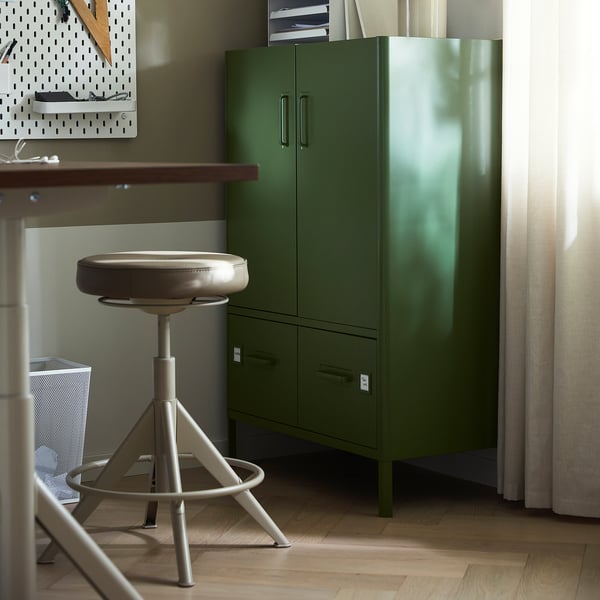 IKEA IDÅSEN Cabinet With Doors And Drawers Dark Green 31 1/2x18 1/2x46 7/8 "