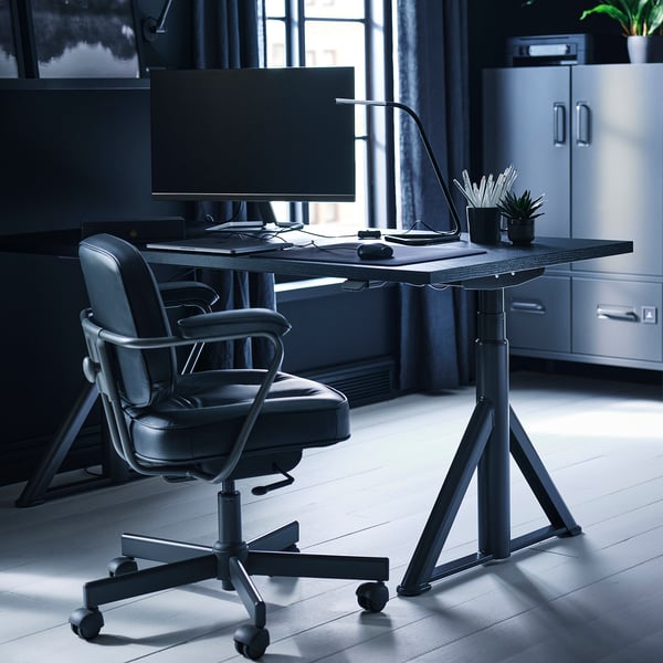 IKEA IDÅSEN Desk Sit/stand Black/dark Gray 63x31 1/2 "