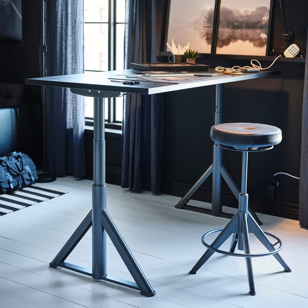 IKEA IDÅSEN Desk Sit/stand Black/dark Gray 63x31 1/2 "