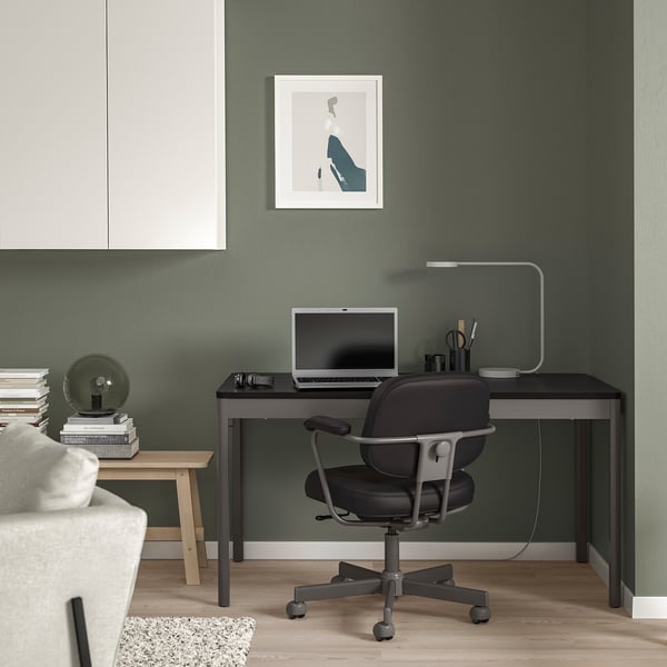 IKEA IDÅSEN Table Black/dark Gray 55 1/8x27 1/2x29 1/2 "