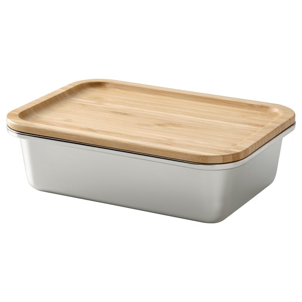 IKEA IKEA 365+ Food container with lid rectangular stainless steel/bamboo 34 oz