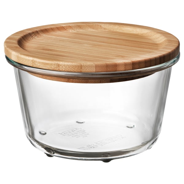 IKEA IKEA 365+ Food container with lid round glass/bamboo 20 oz