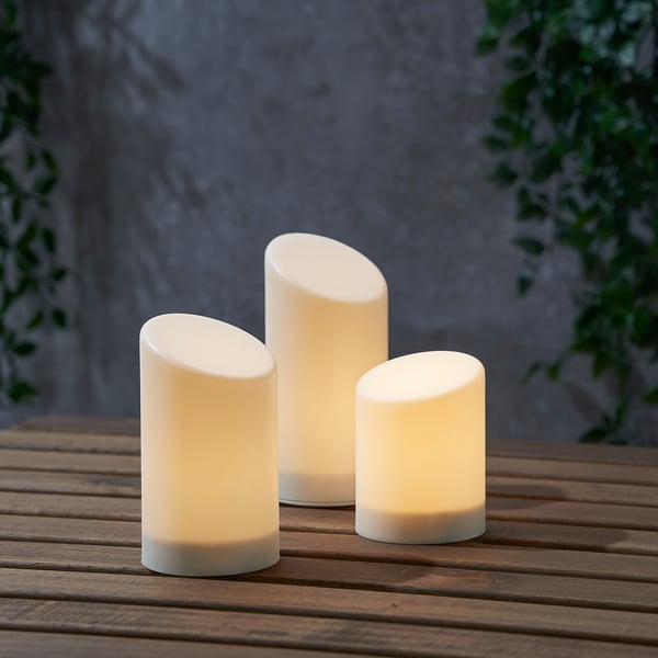 IKEA ÄDELLÖVSKOG LED Block Candle In/out Set Of 3
