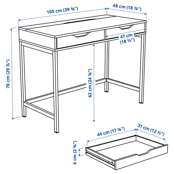 IKEA ALEX Desk White 39 3/8x18 7/8 "