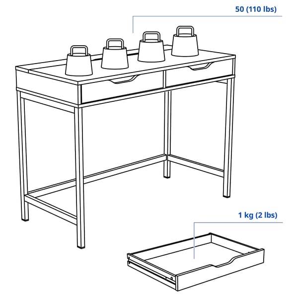 IKEA ALEX Desk White 39 3/8x18 7/8 "