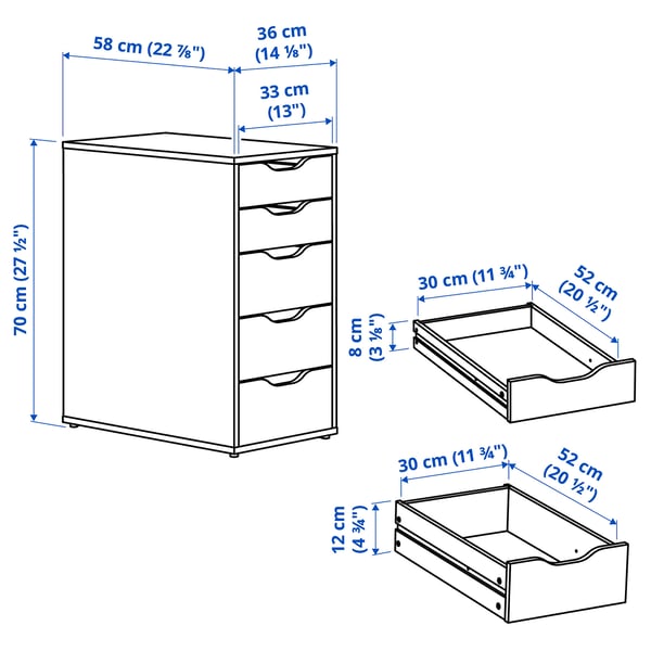 IKEA ALEX Drawer Unit White 14 1/8x27 1/2 "