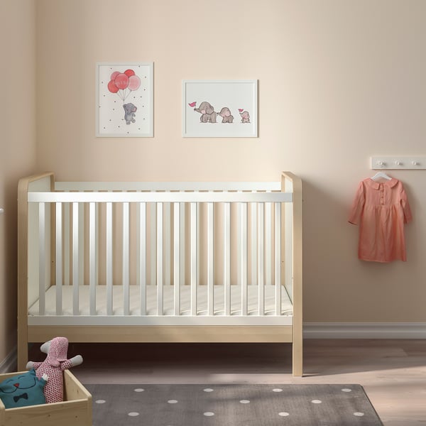 IKEA ÄLSKVÄRD Crib Birch/white 27 1/2x52 "