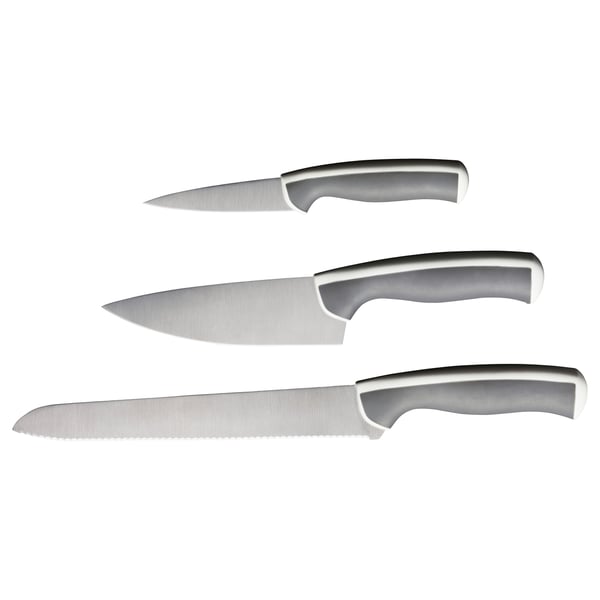 IKEA ÄNDLIG 3-piece knife set light gray/white