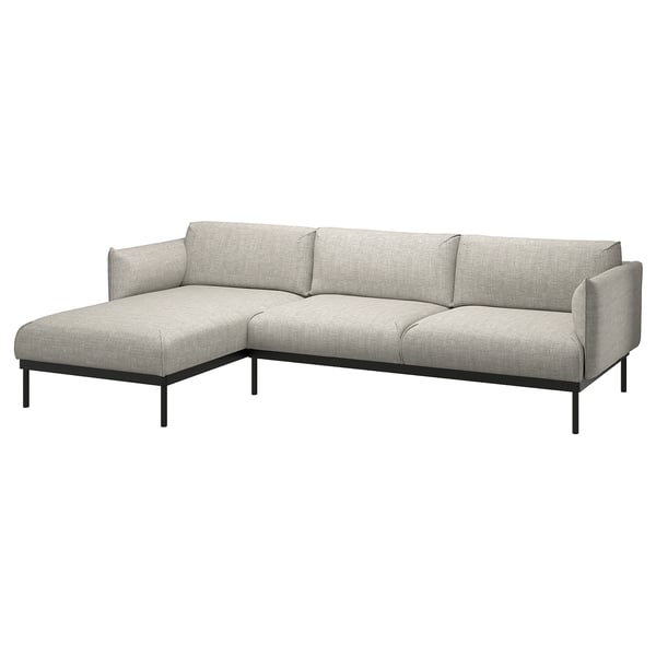 IKEA ÄPPLARYD Sofa With Chaise Lejde Light Gray