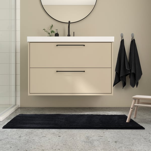 IKEA BACKMÅRA Bath Mat Black 24x47 "