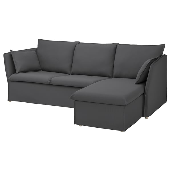 IKEA BACKSÄLEN Sofa with chaise Hallarp gray