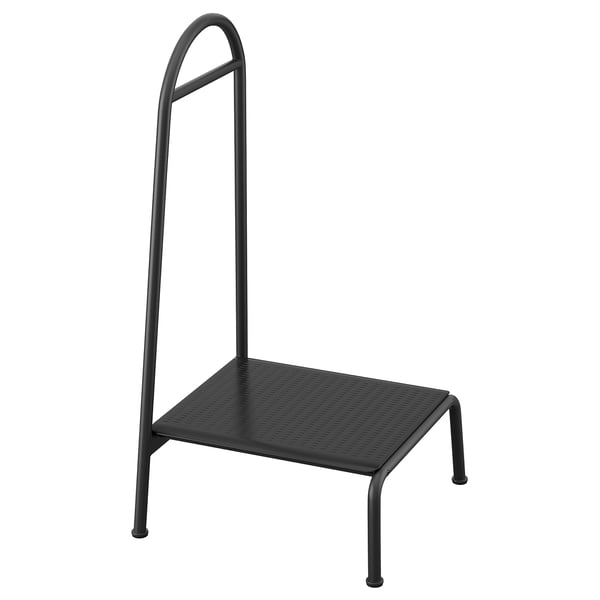 IKEA BÄSINGEN Step stool with handrail anthracite