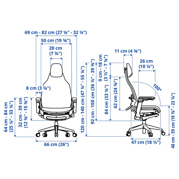 IKEA BÄSTBOLL Gaming Chair Blue/Mjuk Light Gray