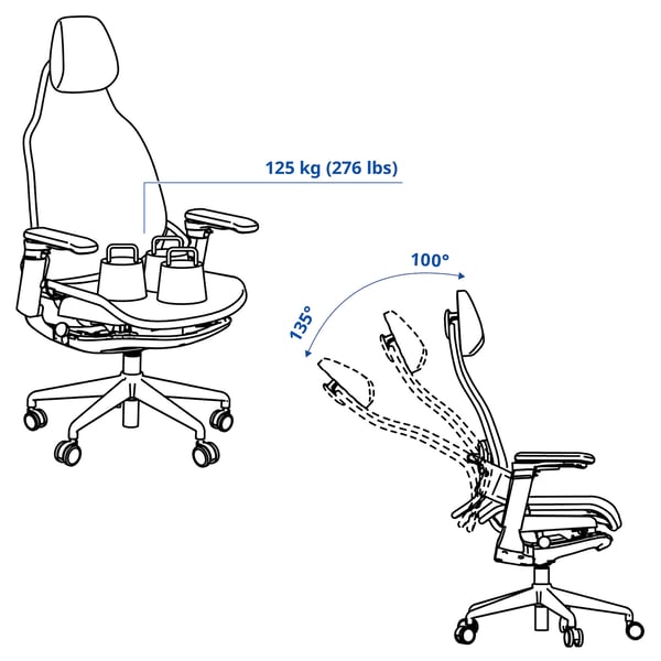 IKEA BÄSTBOLL Gaming Chair Blue/Mjuk Light Gray