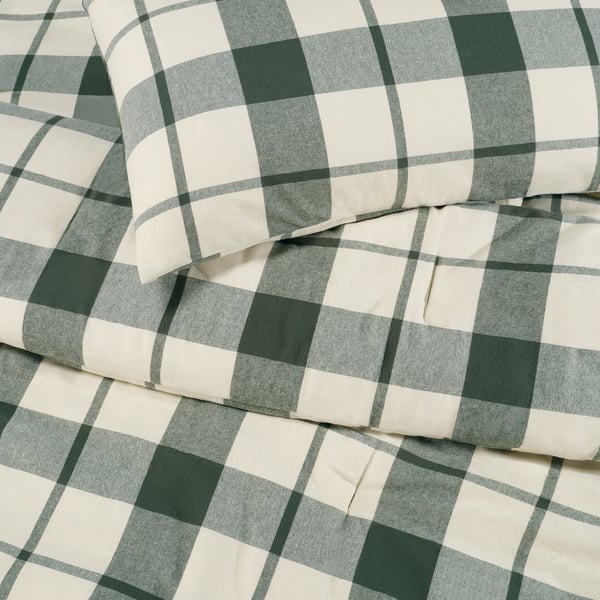 IKEA BESKSÖTEMAL Comforter Set Green/check King