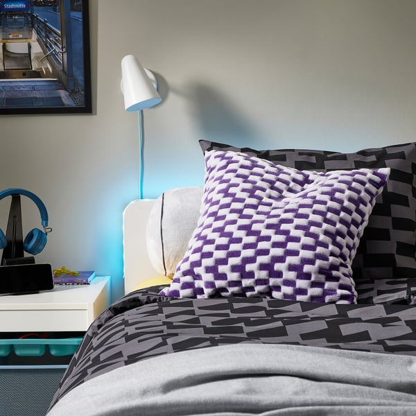 IKEA BLÅSKATA Cushion Cover Purple/patterned 20x20 "