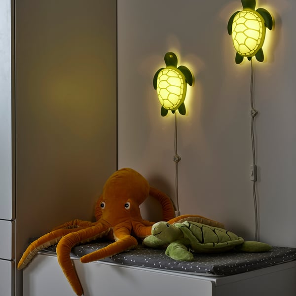 IKEA BLÅVINGAD LED Wall Lamp Turtle/green