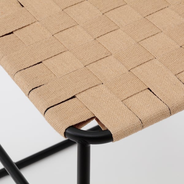 IKEA BOESKIL Stool Black/natural 19x18 7/8x18 "