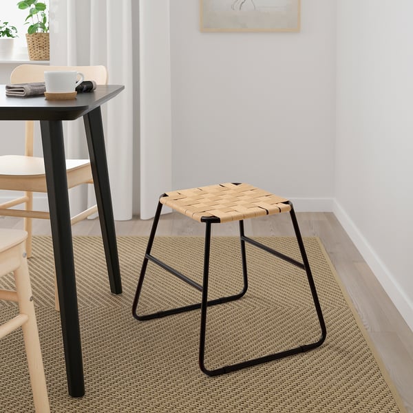 IKEA BOESKIL Stool Black/natural 19x18 7/8x18 "