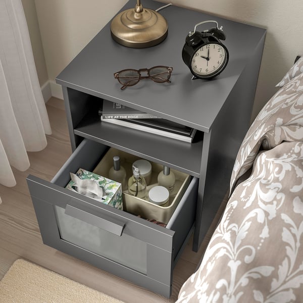 IKEA BRIMNES Nightstand Gray 15 3/8x16 1/8 "