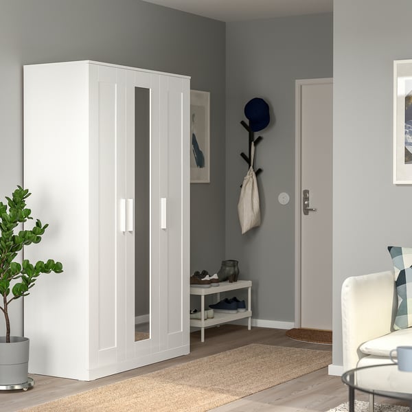 IKEA BRIMNES Wardrobe With 3 Doors White 46x74 3/4 "