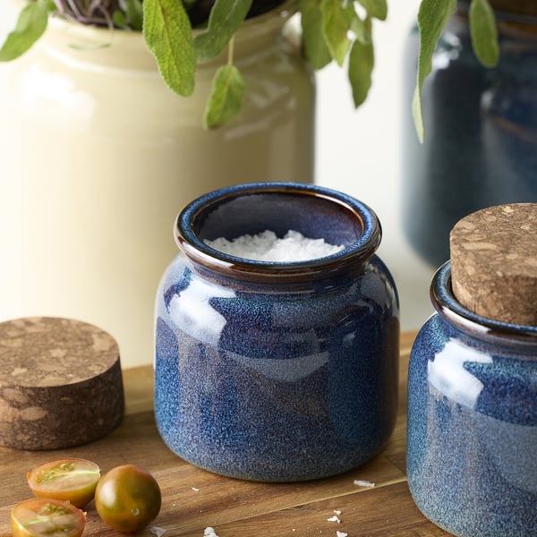 IKEA BRUGDHAJ Jar With Lid Blue 10 Oz