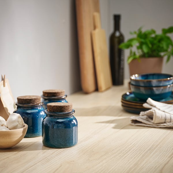 IKEA BRUGDHAJ Jar With Lid Blue 10 Oz