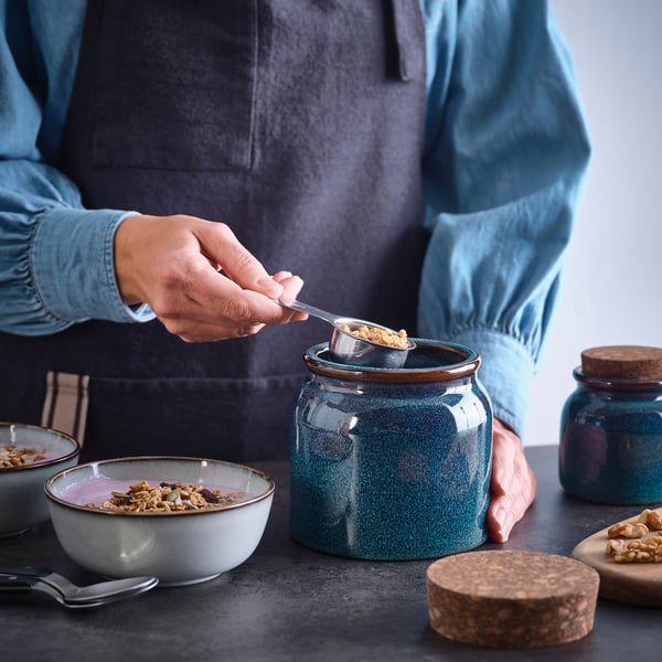 IKEA BRUGDHAJ Jar With Lid Blue 34 Oz