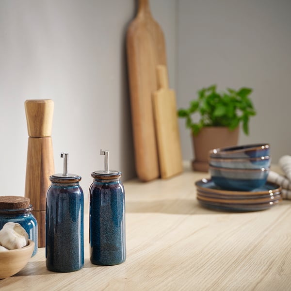 IKEA BRUGDHAJ Oil/vinegar Bottle Blue 7 ½ "