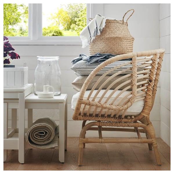 IKEA BUSKBO Armchair Rattan/Djupvik White