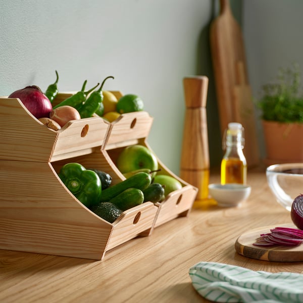 IKEA CHOKLADHAJ Food Storage Box Set Of 2 Wood
