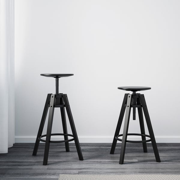 IKEA DALFRED Bar Stool Black 24 3/4-29 1/8 "