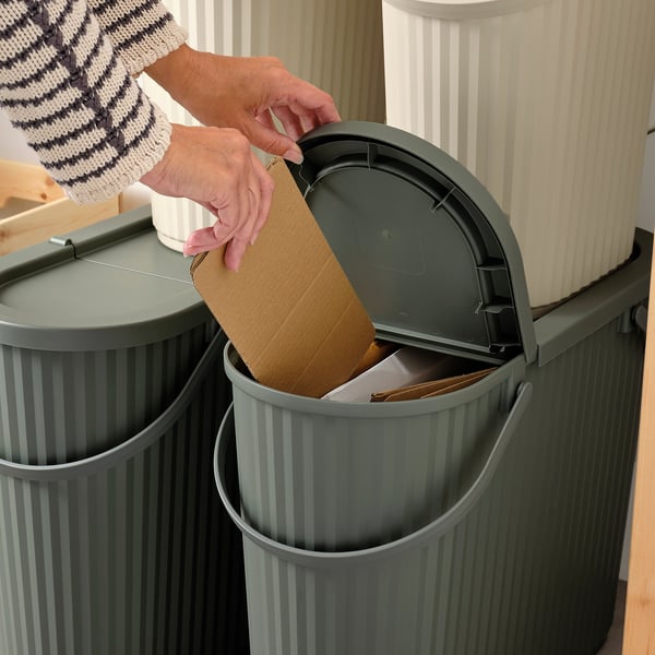 IKEA DAMMÄNG Bin With Lid Gray-green 13 Gallon