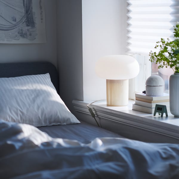 IKEA DEJSA Table Lamp Beige/opal Glass 11 "