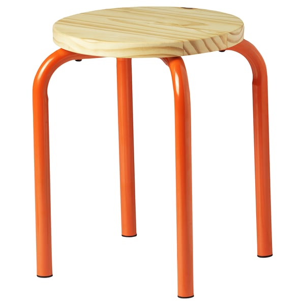 IKEA DOMSTEN Stool orange/pine