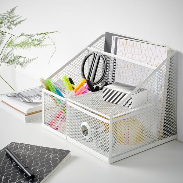 IKEA DRÖNJÖNS Desk Organizer White 9 ¾x7 ¾ "