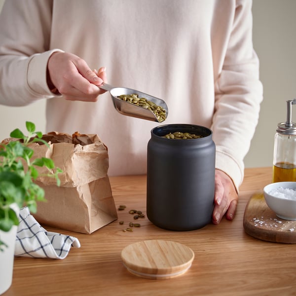 IKEA EKLATERA Jar With Lid Black 37 Oz