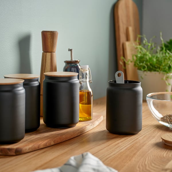 IKEA EKLATERA Jar With Lid Black 37 Oz