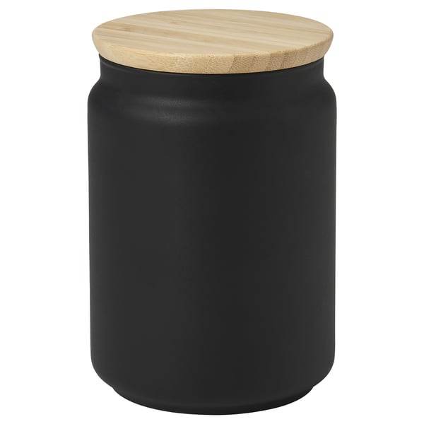 IKEA EKLATERA Jar with lid black 37 oz