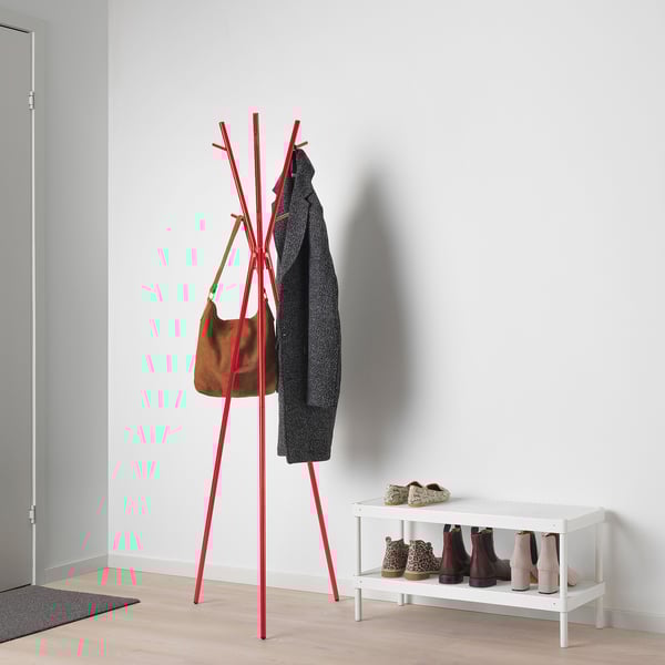 IKEA EKRAR Hat And Coat Stand Bright Red 66 1/2 "