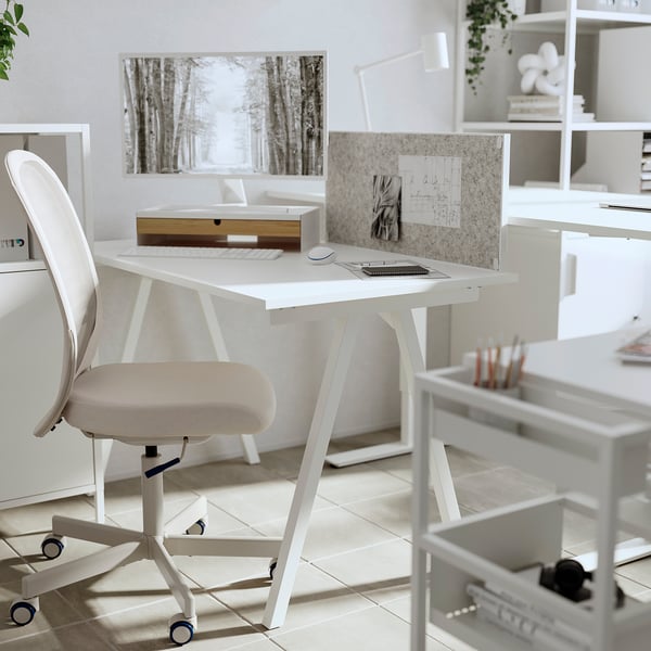 IKEA ELLOVEN Monitor Stand With Drawer White