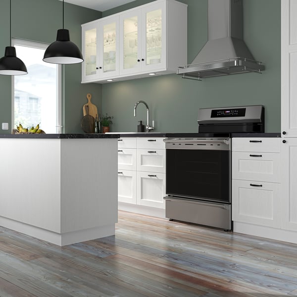 IKEA ENKÖPING Glass Door White Wood Effect 15x30 "