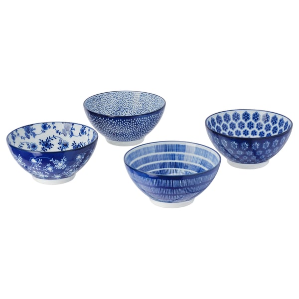 IKEA ENTUSIASM Bowl patterned/blue 4 ½ "