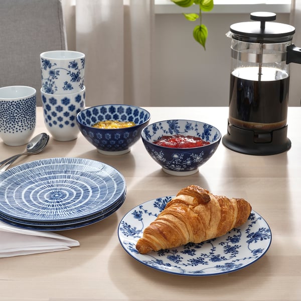 IKEA ENTUSIASM Side Plate Patterned/blue 7 "