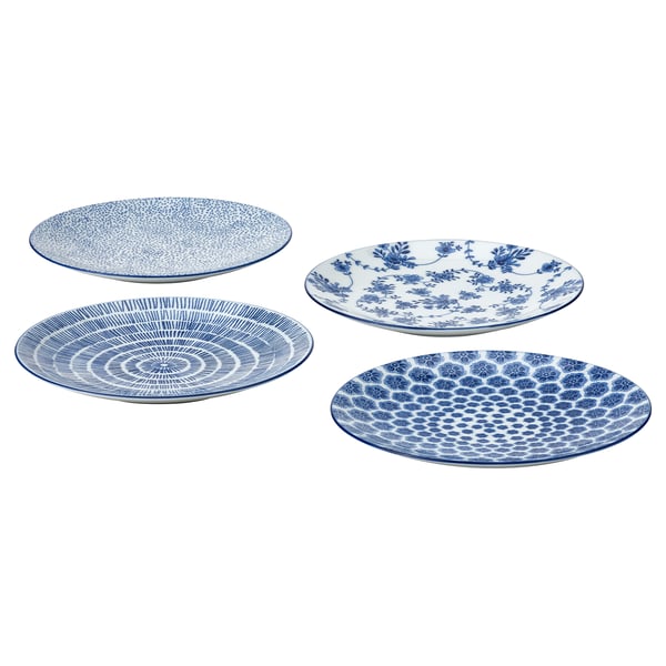 IKEA ENTUSIASM Side plate patterned/blue 7 "