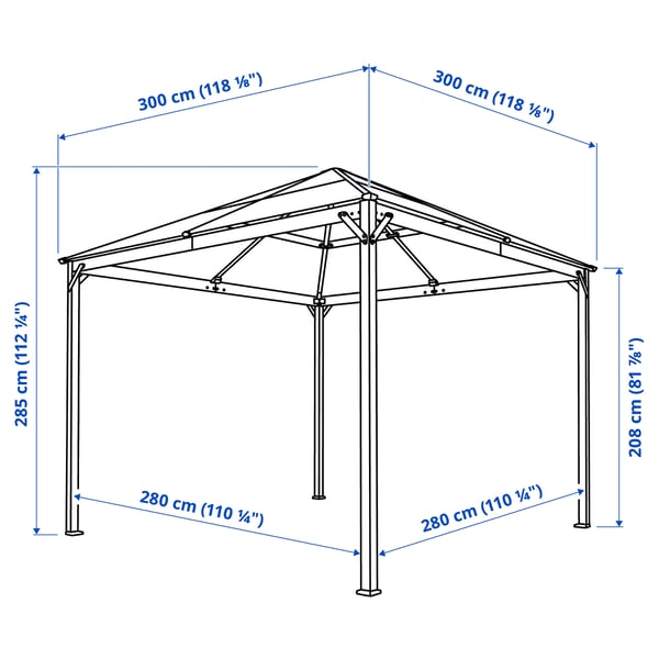 IKEA FÅGELÖN Gazebo Black/black 118 1/8x118 1/8 "