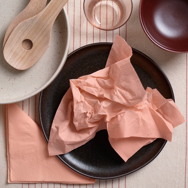 IKEA FANTASTISK Paper Napkin Orange-pink 13x13 "