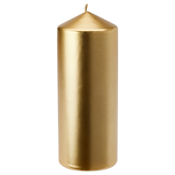 IKEA FENOMEN Unscented pillar candle gold 7 ½ "