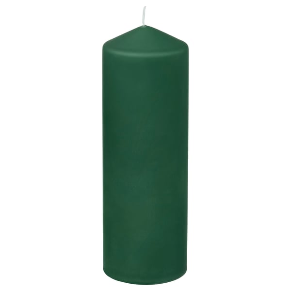 IKEA FENOMEN Unscented pillar candle green 9 "